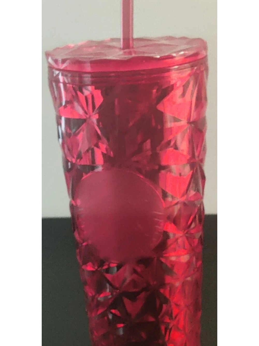 Starbucks Venti Tumbler Cold Cup 24oz Holiday Poinsettia Red Prism